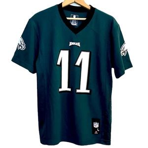 Boys NFL Kids Carson Wentz Eagles # 11 Short Sleeve Jersey Size Large EUC